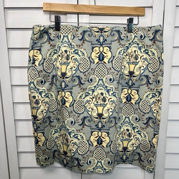 Talbots Victorian Print Stretch Cotton Pencil Skirt Women's Size 18 - Picture 7 of 7